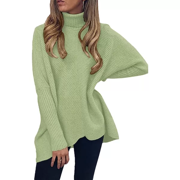 imageANRABESS Womens Turtleneck Long Batwing Sleeve Asymmetric Hem Casual Pullover Sweater Knit TopsPea