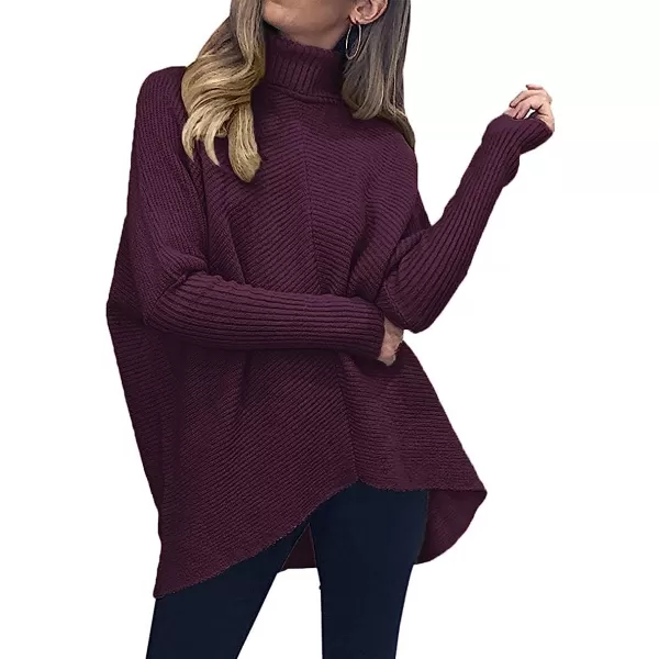 imageANRABESS Womens Turtleneck Long Batwing Sleeve Asymmetric Hem Casual Pullover Sweater Knit TopsPurple