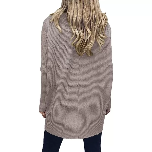 imageANRABESS Womens Turtleneck Long Batwing Sleeve Asymmetric Hem Casual Pullover Sweater Knit TopsRed Apricot