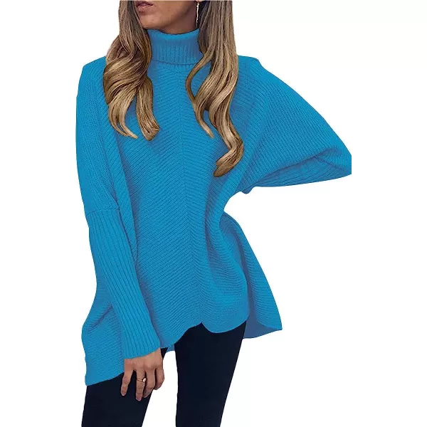 imageANRABESS Womens Turtleneck Long Batwing Sleeve Asymmetric Hem Casual Pullover Sweater Knit TopsRoyal