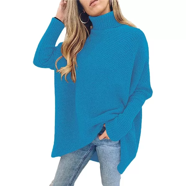 imageANRABESS Womens Turtleneck Long Batwing Sleeve Asymmetric Hem Casual Pullover Sweater Knit TopsRoyal