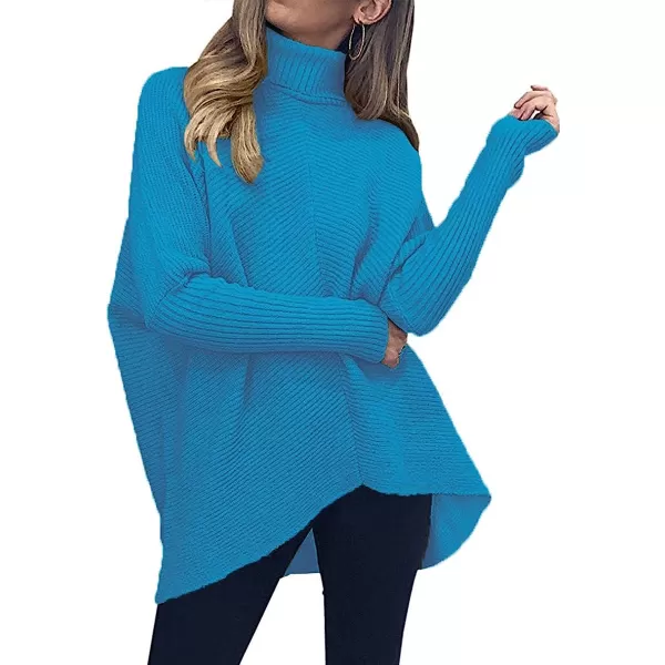 imageANRABESS Womens Turtleneck Long Batwing Sleeve Asymmetric Hem Casual Pullover Sweater Knit TopsRoyal