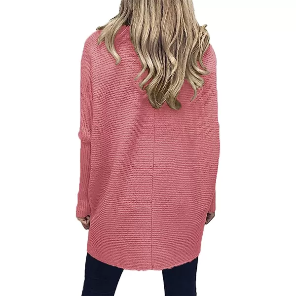 imageANRABESS Womens Turtleneck Long Batwing Sleeve Asymmetric Hem Casual Pullover Sweater Knit TopsRubber Pink