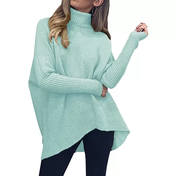 imageANRABESS Womens Turtleneck Long Batwing Sleeve Asymmetric Hem Casual Pullover Sweater Knit TopsWater Green