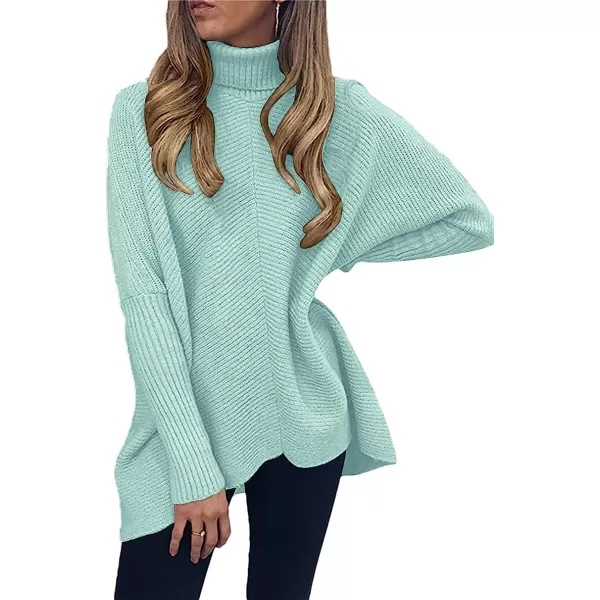 imageANRABESS Womens Turtleneck Long Batwing Sleeve Asymmetric Hem Casual Pullover Sweater Knit TopsWater Green