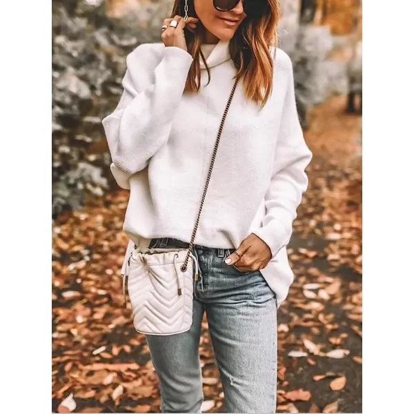 imageANRABESS Womens Turtleneck Long Batwing Sleeve Asymmetric Hem Casual Pullover Sweater Knit TopsWhite