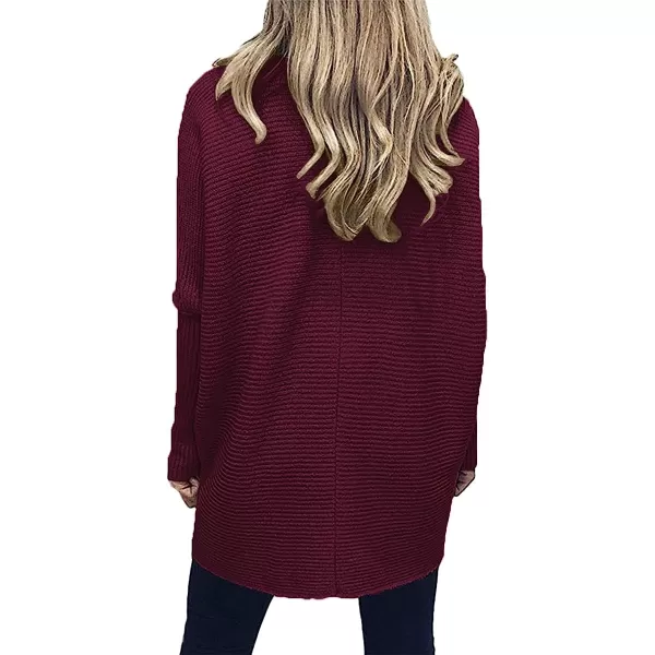 imageANRABESS Womens Turtleneck Long Batwing Sleeve Asymmetric Hem Casual Pullover Sweater Knit TopsWine Red