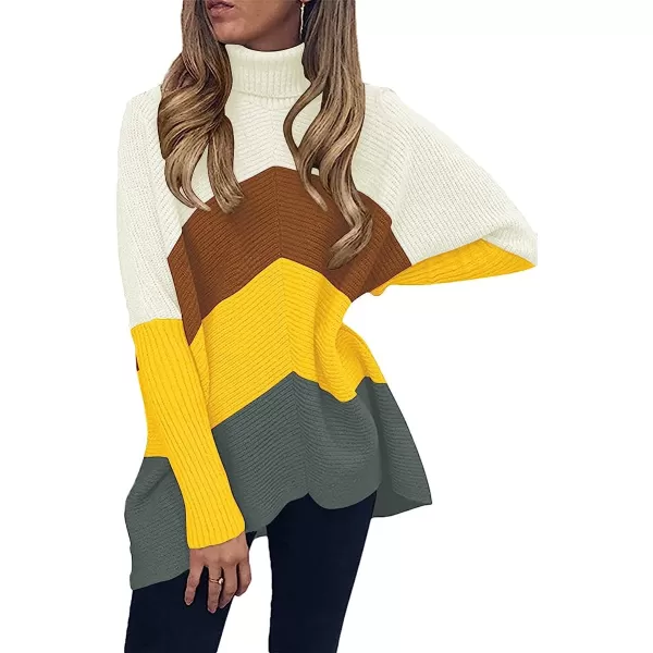 imageANRABESS Womens Turtleneck Long Batwing Sleeve Asymmetric Hem Casual Pullover Sweater Knit TopsZcolor Block 1