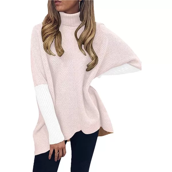 imageANRABESS Womens Turtleneck Long Batwing Sleeve Asymmetric Hem Casual Pullover Sweater Knit TopsZcolorblock 6