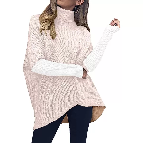 imageANRABESS Womens Turtleneck Long Batwing Sleeve Asymmetric Hem Casual Pullover Sweater Knit TopsZcolorblock 6
