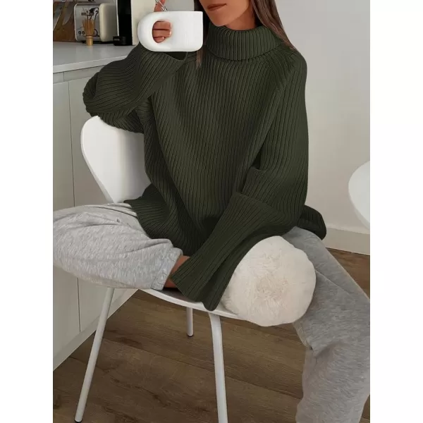 imageANRABESS Womens Turtleneck Long Sleeve Oversized Sweater Casual Loose Fit Ribbed Knit Tunic Pullover TopsArmy Green