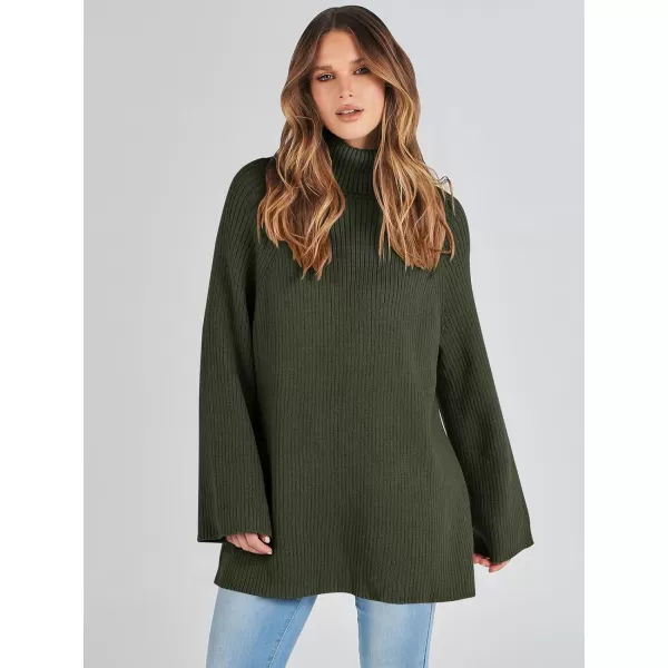 imageANRABESS Womens Turtleneck Long Sleeve Oversized Sweater Casual Loose Fit Ribbed Knit Tunic Pullover TopsArmy Green