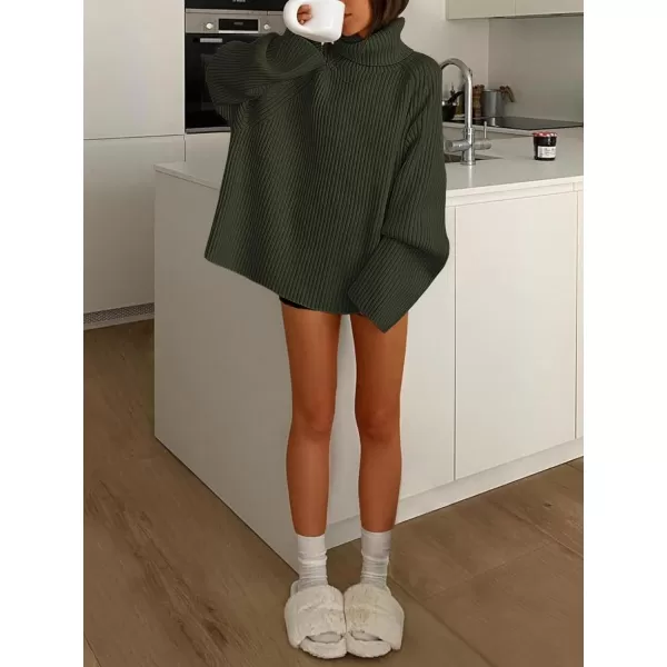 imageANRABESS Womens Turtleneck Long Sleeve Oversized Sweater Casual Loose Fit Ribbed Knit Tunic Pullover TopsArmy Green