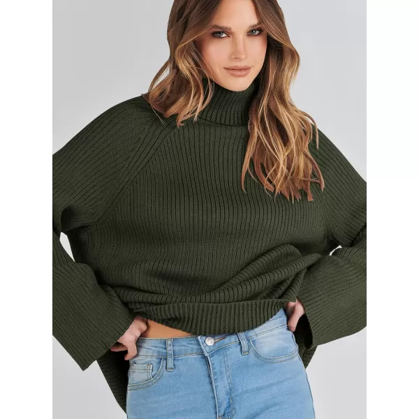 imageANRABESS Womens Turtleneck Long Sleeve Oversized Sweater Casual Loose Fit Ribbed Knit Tunic Pullover TopsArmy Green