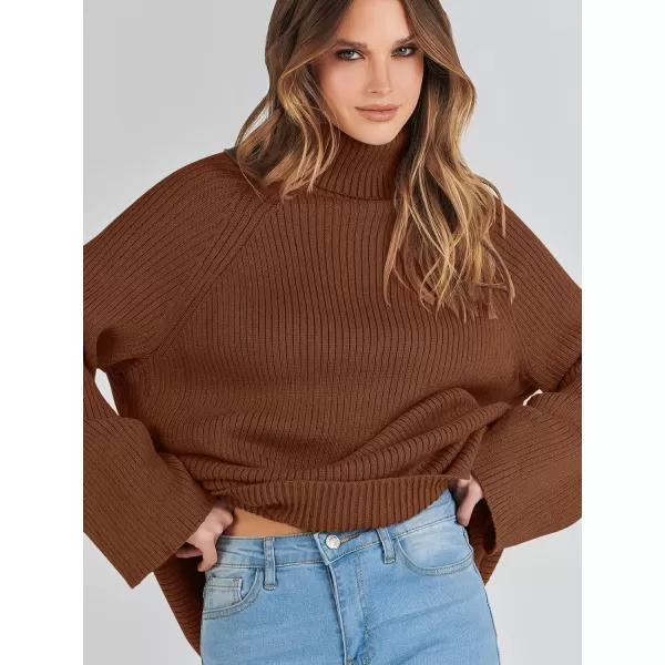 imageANRABESS Womens Turtleneck Long Sleeve Oversized Sweater Casual Loose Fit Ribbed Knit Tunic Pullover TopsBrown
