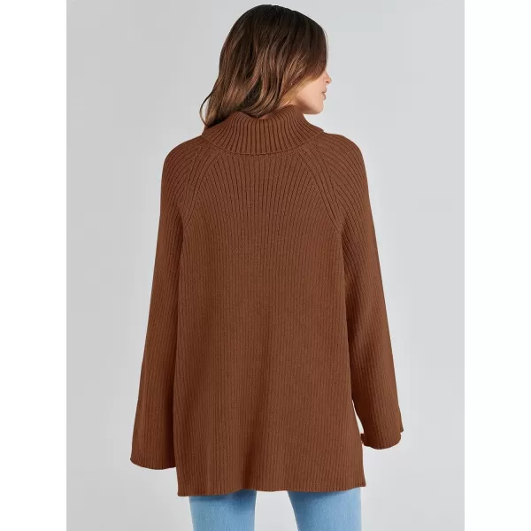 imageANRABESS Womens Turtleneck Long Sleeve Oversized Sweater Casual Loose Fit Ribbed Knit Tunic Pullover TopsBrown
