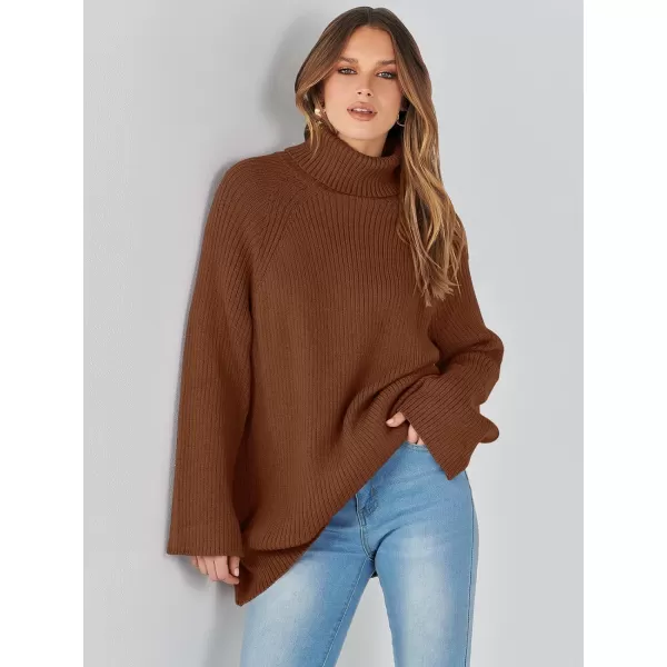imageANRABESS Womens Turtleneck Long Sleeve Oversized Sweater Casual Loose Fit Ribbed Knit Tunic Pullover TopsBrown