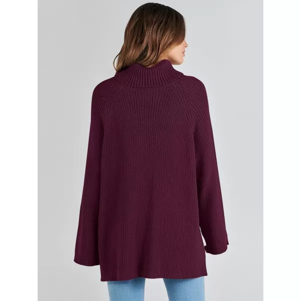 imageANRABESS Womens Turtleneck Long Sleeve Oversized Sweater Casual Loose Fit Ribbed Knit Tunic Pullover TopsBurgundy