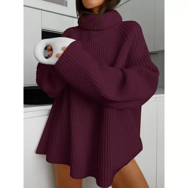 imageANRABESS Womens Turtleneck Long Sleeve Oversized Sweater Casual Loose Fit Ribbed Knit Tunic Pullover TopsBurgundy