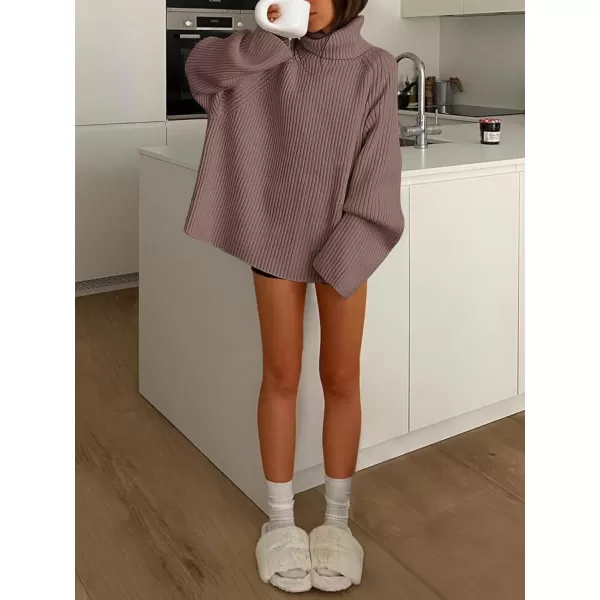 imageANRABESS Womens Turtleneck Long Sleeve Oversized Sweater Casual Loose Fit Ribbed Knit Tunic Pullover TopsRed Apricot