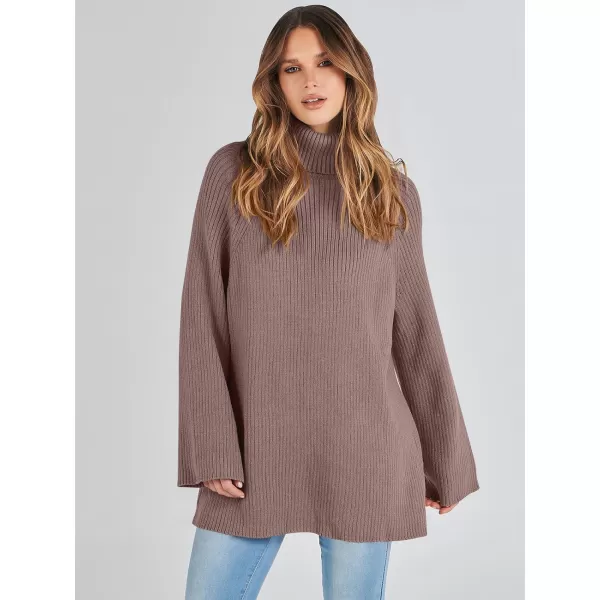 imageANRABESS Womens Turtleneck Long Sleeve Oversized Sweater Casual Loose Fit Ribbed Knit Tunic Pullover TopsRed Apricot