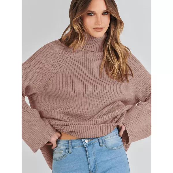 imageANRABESS Womens Turtleneck Long Sleeve Oversized Sweater Casual Loose Fit Ribbed Knit Tunic Pullover TopsRed Khaki