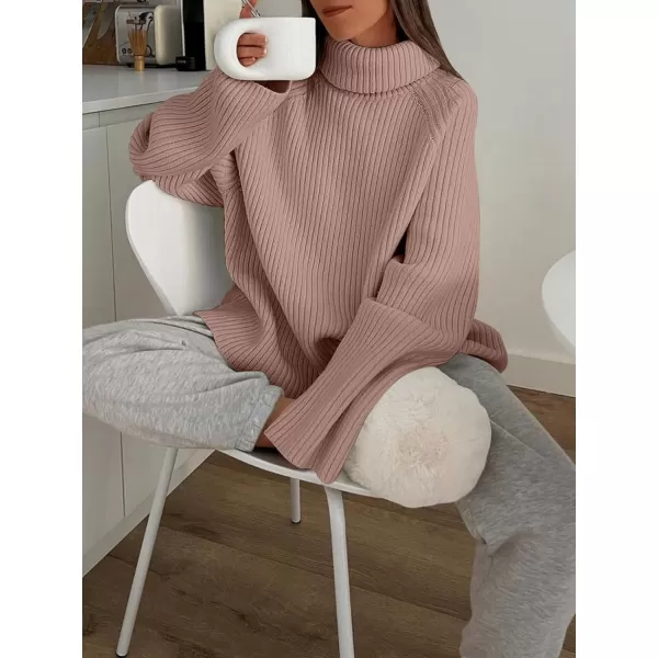 imageANRABESS Womens Turtleneck Long Sleeve Oversized Sweater Casual Loose Fit Ribbed Knit Tunic Pullover TopsRed Khaki