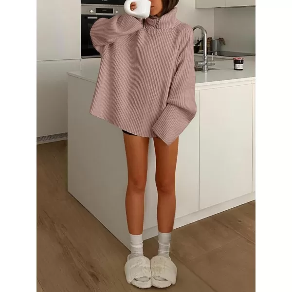 imageANRABESS Womens Turtleneck Long Sleeve Oversized Sweater Casual Loose Fit Ribbed Knit Tunic Pullover TopsRed Khaki