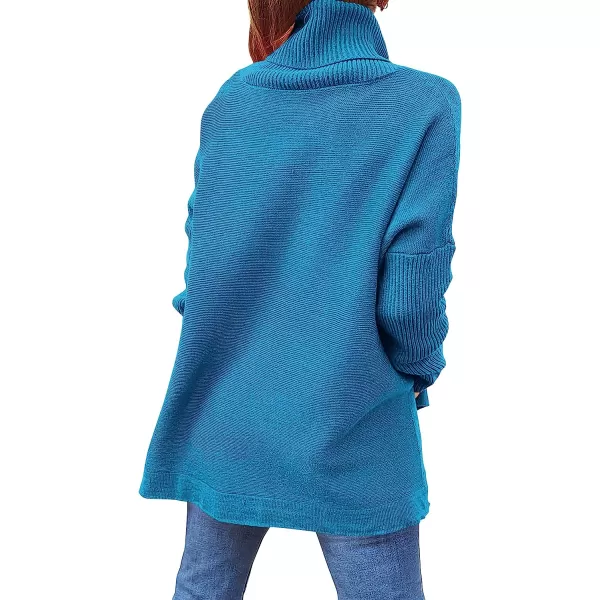 imageANRABESS Womens Turtleneck Oversized 2022 Long Batwing Sleeve Spilt Hem Knit Tunic Pullover Sweater TopsLake