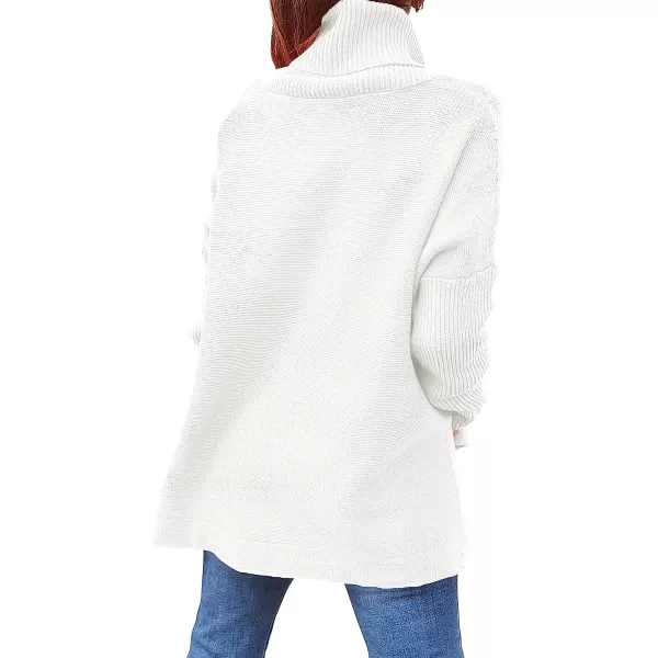 imageANRABESS Womens Turtleneck Oversized 2022 Long Batwing Sleeve Spilt Hem Knit Tunic Pullover Sweater TopsWhite