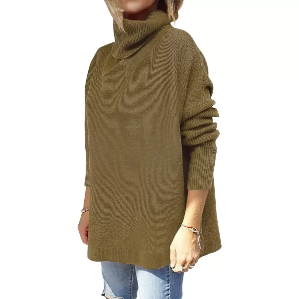 imageANRABESS Womens Turtleneck Oversized 2023 Long Batwing Sleeve Spilt Hem Knit Tunic Pullover Sweater TopsCamel