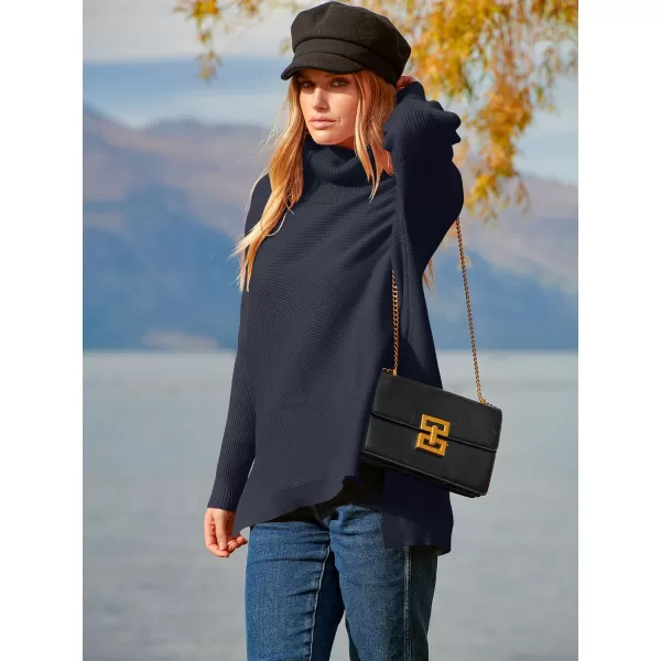 imageANRABESS Womens Turtleneck Oversized 2023 Long Batwing Sleeve Spilt Hem Knit Tunic Pullover Sweater TopsNavy Blue