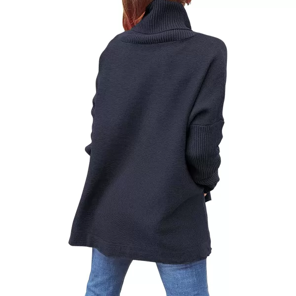 imageANRABESS Womens Turtleneck Oversized 2023 Long Batwing Sleeve Spilt Hem Knit Tunic Pullover Sweater TopsNavy Blue