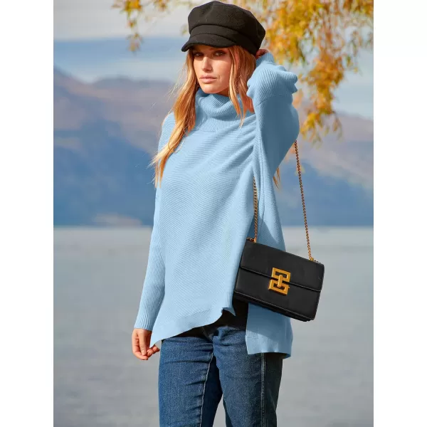 imageANRABESS Womens Turtleneck Oversized 2023 Long Batwing Sleeve Spilt Hem Knit Tunic Pullover Sweater TopsSky