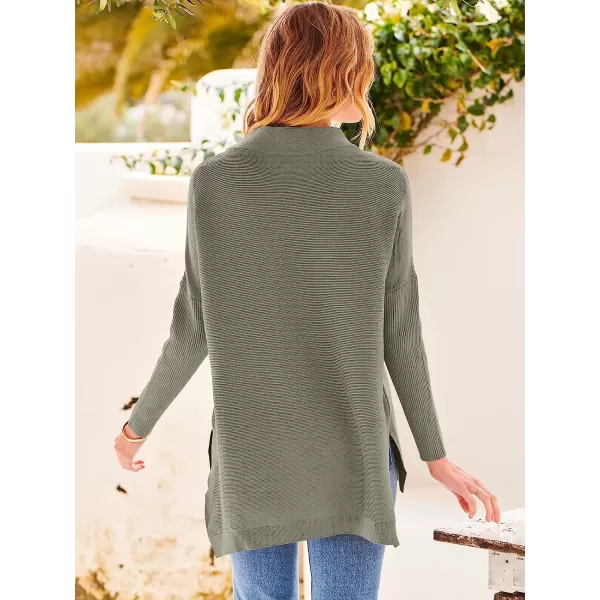 imageANRABESS Womens Turtleneck Oversized Long Batwing Sleeve High Low Spilt Hem Knit Pullover Sweater TopsGray