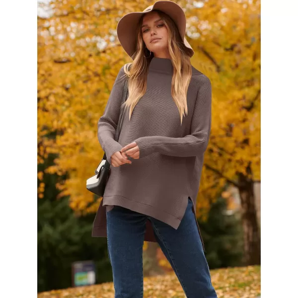 imageANRABESS Womens Turtleneck Oversized Long Batwing Sleeve High Low Spilt Hem Knit Pullover Sweater TopsNutmeg