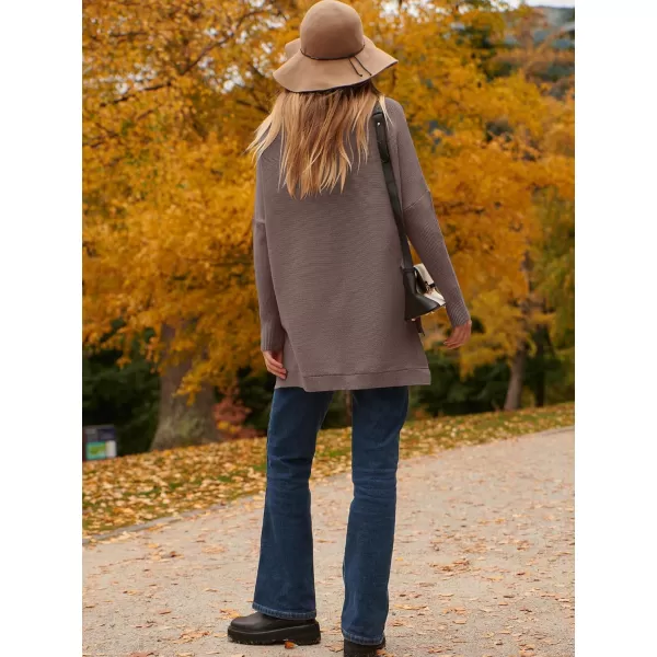 imageANRABESS Womens Turtleneck Oversized Long Batwing Sleeve High Low Spilt Hem Knit Pullover Sweater TopsNutmeg