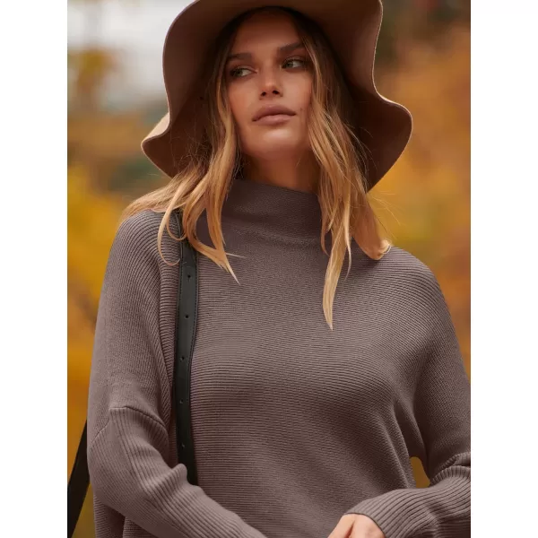 imageANRABESS Womens Turtleneck Oversized Long Batwing Sleeve High Low Spilt Hem Knit Pullover Sweater TopsNutmeg