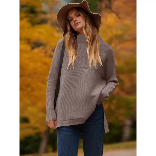 imageANRABESS Womens Turtleneck Oversized Long Batwing Sleeve High Low Spilt Hem Knit Pullover Sweater TopsNutmeg