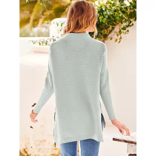imageANRABESS Womens Turtleneck Oversized Long Batwing Sleeve High Low Spilt Hem Knit Pullover Sweater TopsSilver