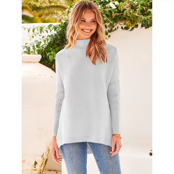 imageANRABESS Womens Turtleneck Oversized Long Batwing Sleeve High Low Spilt Hem Knit Pullover Sweater TopsWhite