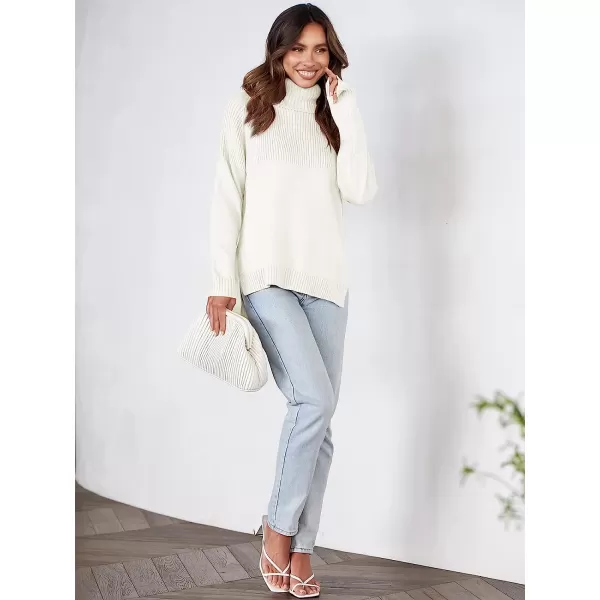 imageANRABESS Womens Turtleneck Oversized Long Sleeve Casual Rib Knit Slit Hem Pullover Sweater TopsWhite