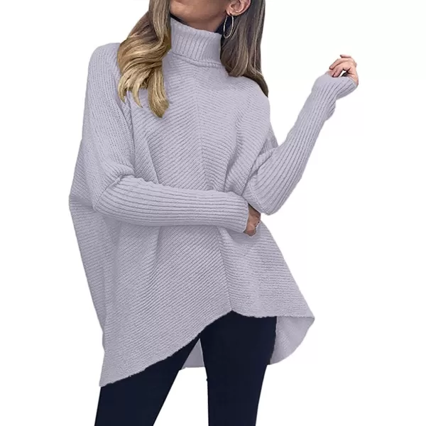imageANRABESS Womens Turtleneck Oversized Sweater 2023 Long Batwing Sleeve Asymmetric Hem Casual Knit Pullover Tunic SweaterLavender