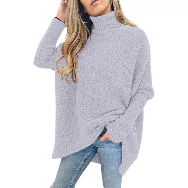 imageANRABESS Womens Turtleneck Oversized Sweater 2023 Long Batwing Sleeve Asymmetric Hem Casual Knit Pullover Tunic SweaterLavender