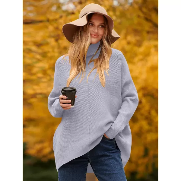 imageANRABESS Womens Turtleneck Oversized Sweater 2023 Long Batwing Sleeve Asymmetric Hem Casual Knit Pullover Tunic SweaterLavender