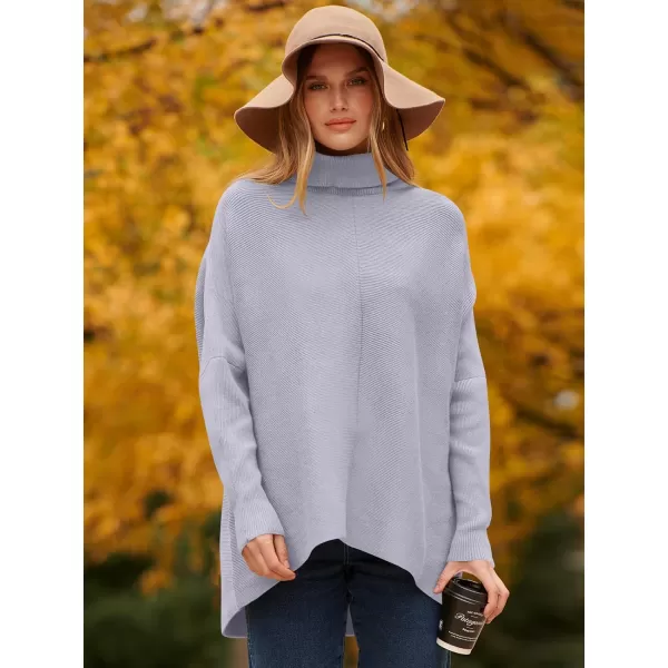 imageANRABESS Womens Turtleneck Oversized Sweater 2023 Long Batwing Sleeve Asymmetric Hem Casual Knit Pullover Tunic SweaterLavender