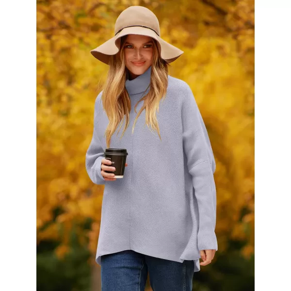 imageANRABESS Womens Turtleneck Oversized Sweater 2023 Long Batwing Sleeve Asymmetric Hem Casual Knit Pullover Tunic SweaterLavender