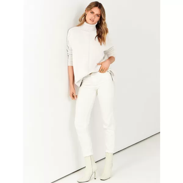 imageANRABESS Womens Turtleneck Oversized Sweaters 2023 Fall Long Sleeve Knit Split Hem Tunic Pullover TopsWhite