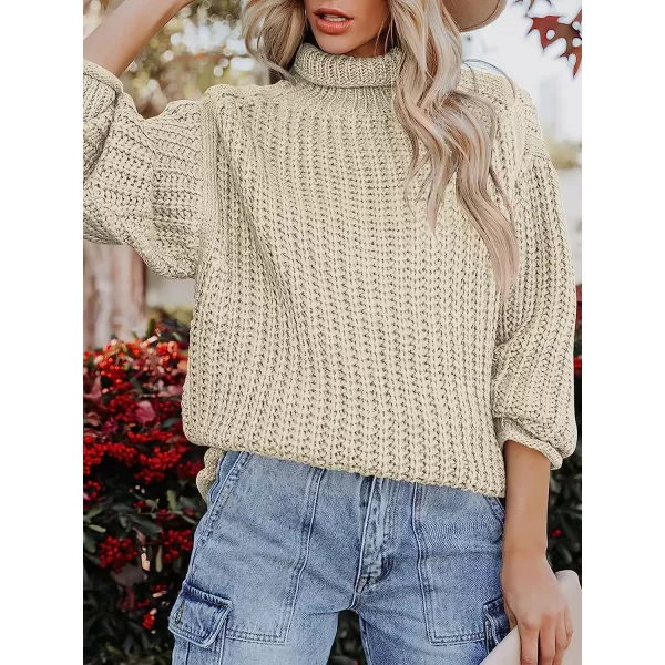 imageANRABESS Womens Turtleneck Oversized Sweaters Batwing Long Sleeve Pullover Loose Chunky Knit Tops1beige