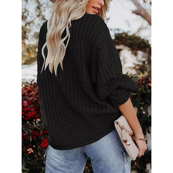imageANRABESS Womens Turtleneck Oversized Sweaters Batwing Long Sleeve Pullover Loose Chunky Knit Tops1black